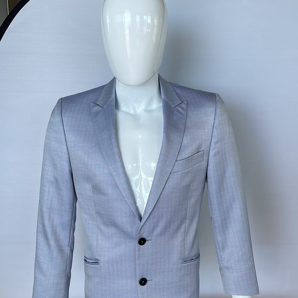 Versace Light Blue Herringbone Sport Jacket 48 Euro Short - Picture 4 of 14